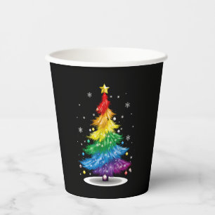 Gay LGBT Pride Rainbow Kerstboom Vrolijk Kerstfees Papieren Bekers