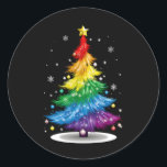 Gay LGBT Pride Rainbow Kerstboom Vrolijk Kerstfees Ronde Sticker<br><div class="desc">Gay LGBT Pride Rainbow Kerstboom Vrolijk Kerstfeest</div>