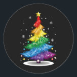 Gay LGBT Pride Rainbow Kerstboom Vrolijk Kerstfees Ronde Sticker<br><div class="desc">Gay LGBT Pride Rainbow Kerstboom Vrolijk Kerstfeest</div>