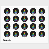 Gay LGBT Pride Rainbow Kerstboom Vrolijk Kerstfees Ronde Sticker (Vel)