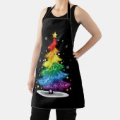 Gay LGBT Pride Rainbow Kerstboom Vrolijk Kerstfees Schort (Insitu)