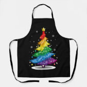 Gay LGBT Pride Rainbow Kerstboom Vrolijk Kerstfees Schort (Voorkant)