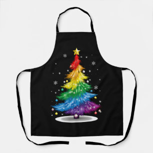 Gay LGBT Pride Rainbow Kerstboom Vrolijk Kerstfees Schort