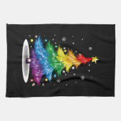 Gay LGBT Pride Rainbow Kerstboom Vrolijk Kerstfees Theedoek (Horizontaal)