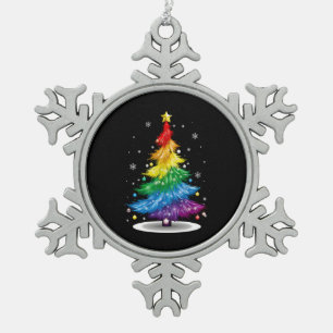 Gay LGBT Pride Rainbow Kerstboom Vrolijk Kerstfees Tin Sneeuwvlok Ornament