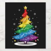 Gay LGBT Pride Rainbow Kerstboom Vrolijk Kerstfees Wijn Etiket (Enkel label)