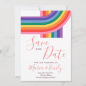 Gay LGBT Pride Rainbow Wedding Save The Date (Voorkant)
