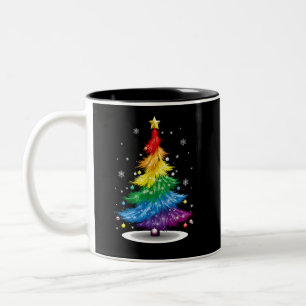 Gay LGBT Pride Regenboog Kerstboom Prettig Kerstfe Tweekleurige Koffiemok