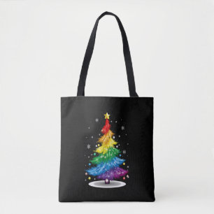 Gay LGBT Pride Regenboog Kerstboom Prettig Kerstmi Tote Bag