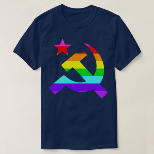 Gay LGBT Rainbow Communist T-shirt (Design voorkant)