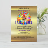 Gay LGBTQ Any Age Fabulous Rainbow Birthday Gold Kaart (Staand voorkant)