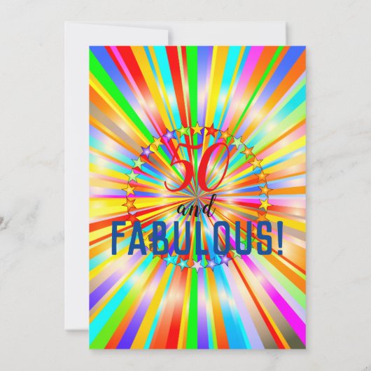 Gay LGBTQ Any Age Fabulous Rainbow Birthday Uitnod Kaart (Achterkant)