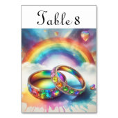 Gay LGBTQ Bruiloft Regenboog Ringen Tafelnummers (Achterkant)