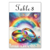 Gay LGBTQ Bruiloft Regenboog Ringen Tafelnummers (Voorkant)