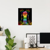 Gay LGBTQ Pride Masterliefde wint vuist in lucht Poster (Thuiskantoor)