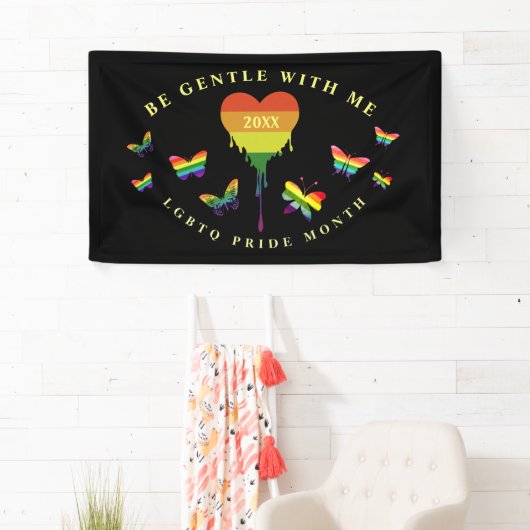 Gay LGBTQ Pride Month Rainbow Heart Butterflies Spandoek (Insitu)