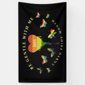 Gay LGBTQ Pride Month Rainbow Heart Butterflies Spandoek (Verticaal)