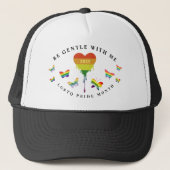 Gay LGBTQ Pride Month Rainbow Heart Butterflies Trucker Pet (Voorkant)