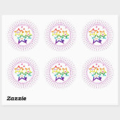 Gay LGBTQ Pride Month Stars Colorful Rainbow Ronde Sticker (Vel)