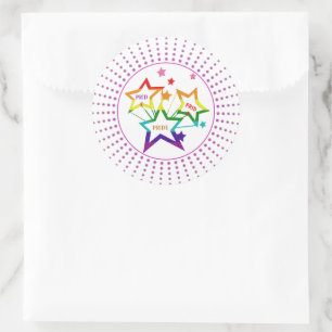 Gay LGBTQ Pride Month Stars Colorful Rainbow Ronde Sticker