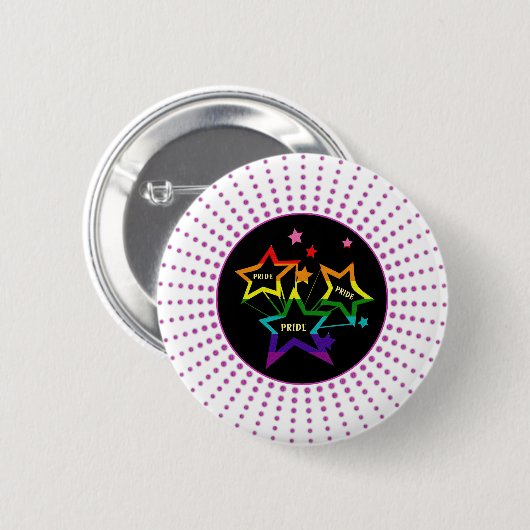 Gay LGBTQ Pride Stars Rainbow Ronde Button 5,7 Cm (Voorkant /achterkant)