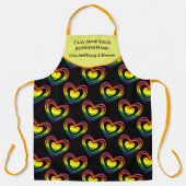 Gay LGBTQ Rainbow Hearts Patroon Bedrijfsnaam Schort (Voorkant)