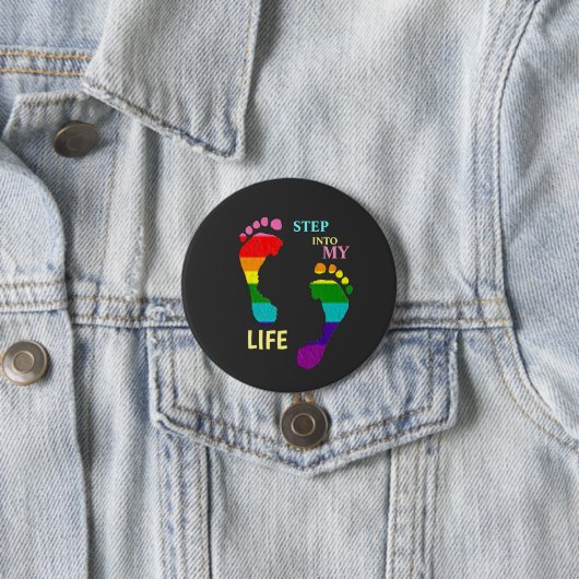 Gay LGBTQ Rainbow Pride Month Stap in mijn leven Ronde Button 7,6 Cm (In situ)