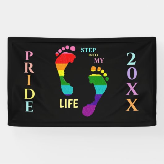 Gay LGBTQ Rainbow Pride Month Stap in mijn leven Spandoek (Horizontaal)