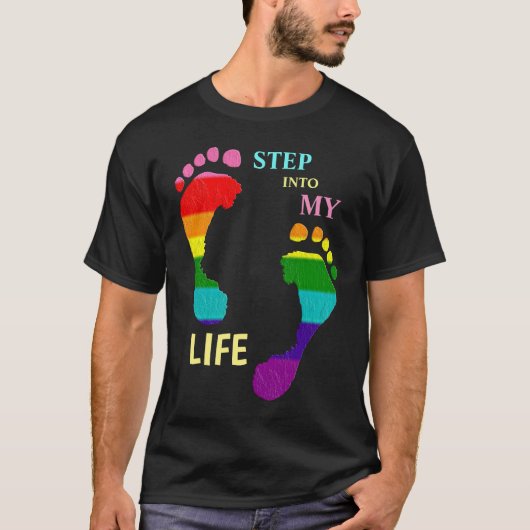 Gay LGBTQ Rainbow Pride Month Stap in mijn leven T-shirt (Voorkant)