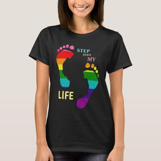 Gay LGBTQ Rainbow Pride Month Stap in mijn leven T-shirt (Voorkant)