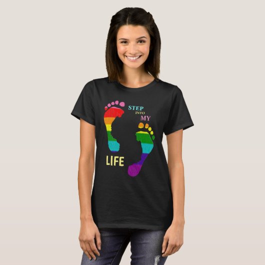 Gay LGBTQ Rainbow Pride Month Stap in mijn leven T-shirt (Voorkant volledig)