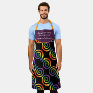 Gay LGBTQ Rainbow Pride Stripe Business Name Schort