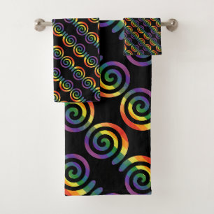Gay LGBTQ Rainbow Pride Stripe Circular Patroon Bad Handdoek