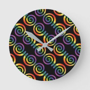 Gay LGBTQ Rainbow Pride Stripe Circular Patroon Ronde Klok