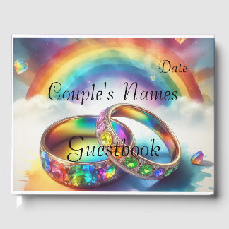 Gay LGBTQ, Rainbow Rings Bruiloft Gastenboek