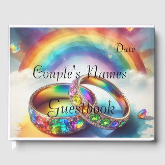 Gay LGBTQ, Rainbow Rings Bruiloft Gastenboek