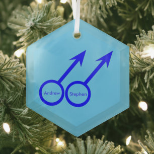 Gay Lovers Personalized Glass Ornament