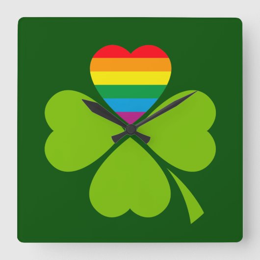 Gay Lucky Clover Vierkante Klok (Voorkant)
