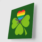 Gay Lucky Clover Vierkante Klok (Hoek)