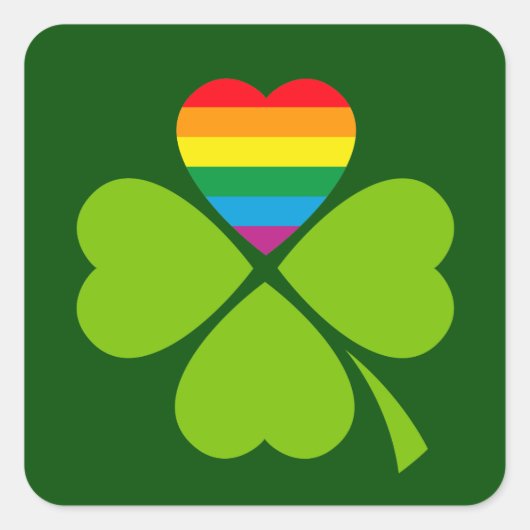 Gay Lucky Clover Vierkante Sticker (Voorkant)