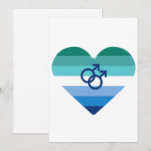 Gay Male Azure MLM Heart Feestdagenkaart (Voorkant / Achterkant)