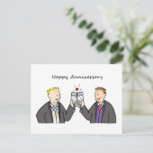 Gay Male Couple Happy Jubileum Grooms Briefkaart (Staand voorkant)