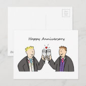 Gay Male Couple Happy Jubileum Grooms Briefkaart (Voorkant / Achterkant)