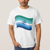 Gay Male Love Pride Azure Wavy Flag T-shirt (Voorkant)