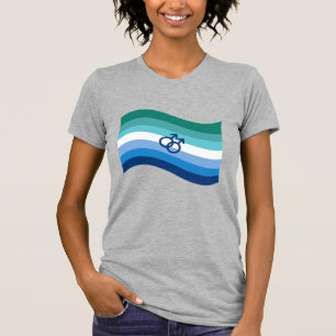Gay Male Love Pride Azure Wavy Flag T-shirt