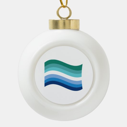 Gay Male Pride Azure Wavy Flag Keramische Bal Ornament (Voorkant)