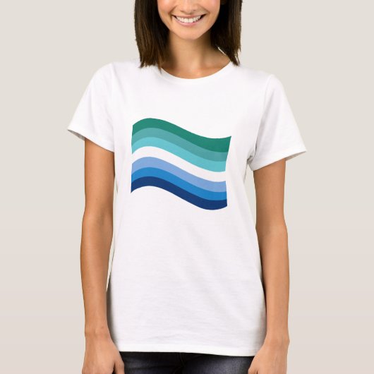 Gay Male Pride Azure Wavy Flag T-shirt (Voorkant)