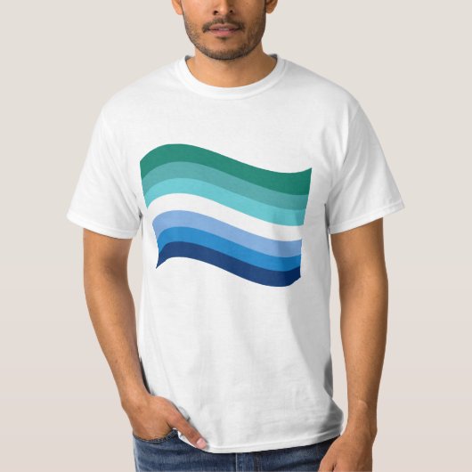 Gay Male Pride Azure Wavy Flag T-shirt (Voorkant)