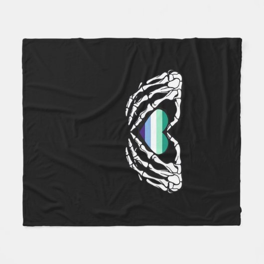 Gay Male Pride Skeleton Halloween MLM Gothic Hart  Fleece Deken (Voorkant (Horizontaal))