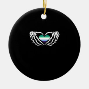 Gay Male Pride Skeleton Halloween MLM Gothic Hart Keramisch Ornament